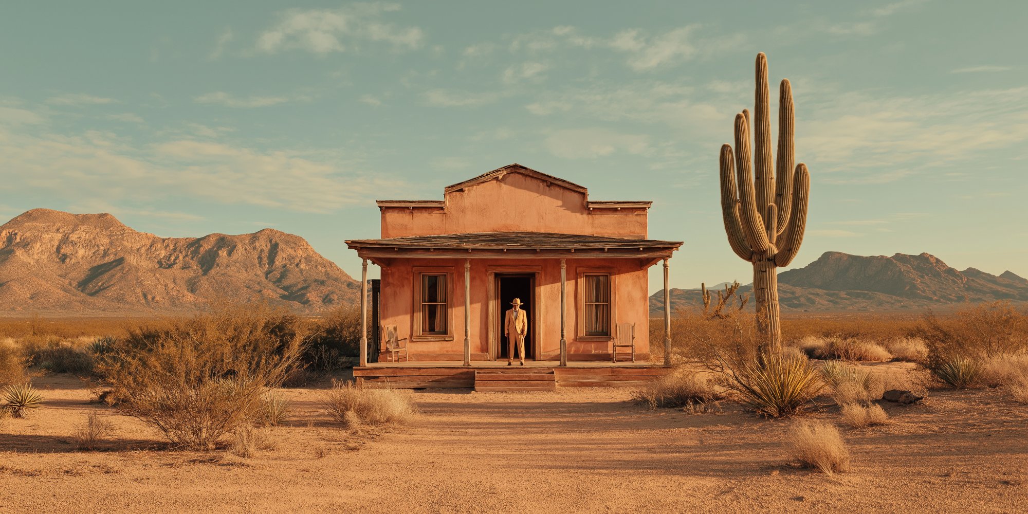 A symmetrical desert scene